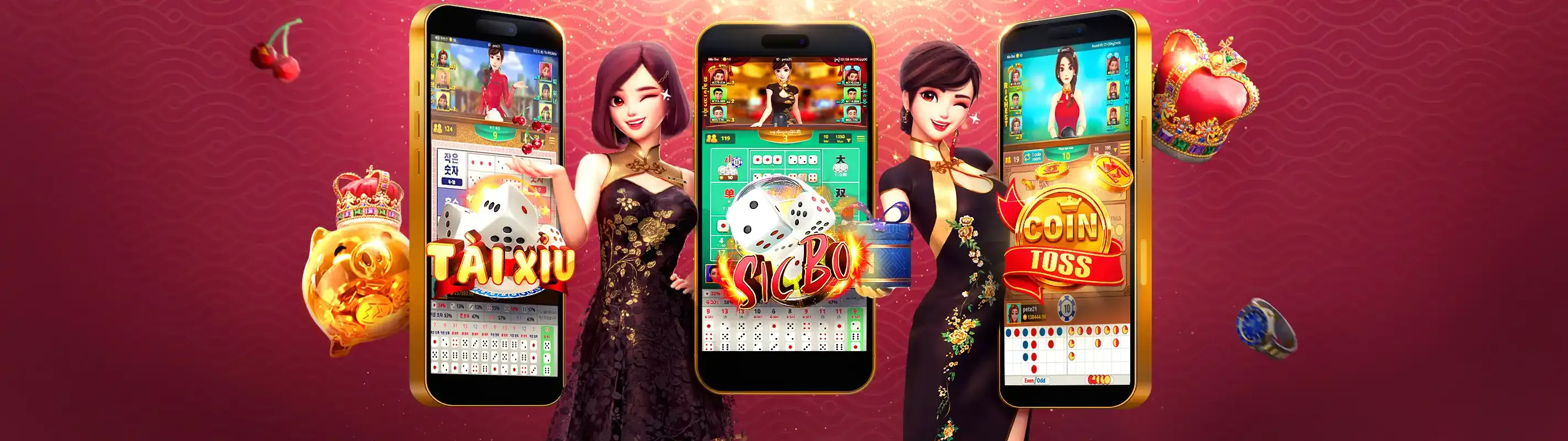 Hình ảnh Tài Xỉu tại 888d với ba viên xúc xắc và bàn cược
